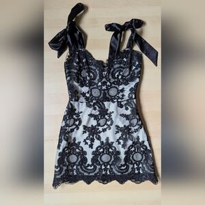 Unholy Dolls Kill Black Lace Cocktail New Years Eve Mini Dress Adjustable Strap
